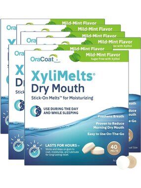 Dry Mouth Relief XyliMelts with Xylitol - 40 Ct, 6 Pack, Mild Mint Flavor